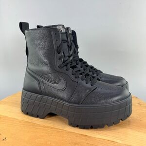 Nike Air Jordan 1 Brooklyn Womens Size 9 Shoes Leather Platform Sneakers Black